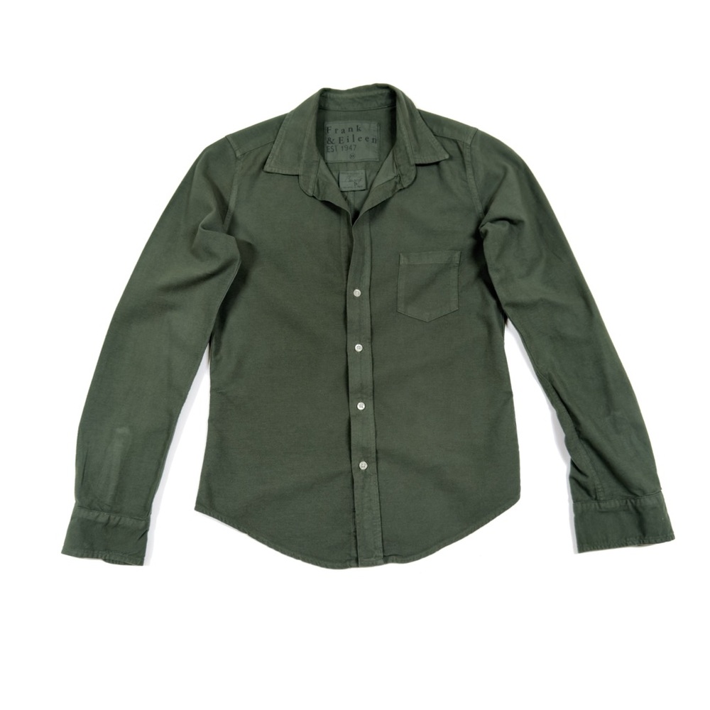 Frank & Eileen Barry Womens Shirt Blouse XS Flannel Green Cotton